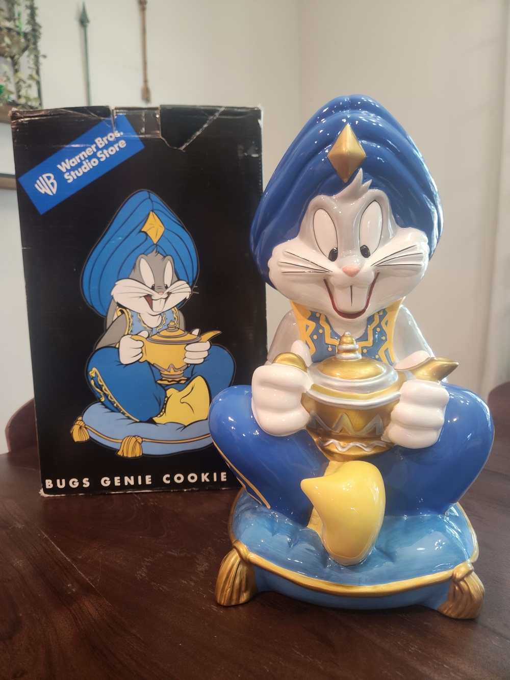 Warner Bros. Bugs Bunny Genie Ceramic Cookie Jar - Blue and Gold